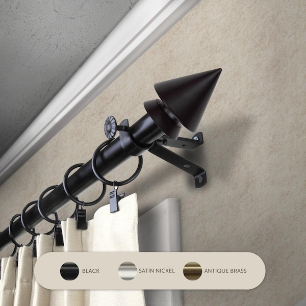 Central Design 0.8125 in. Jacob Curtain Rod with 120 to 170 in. Extension, Black 4865-992 - main